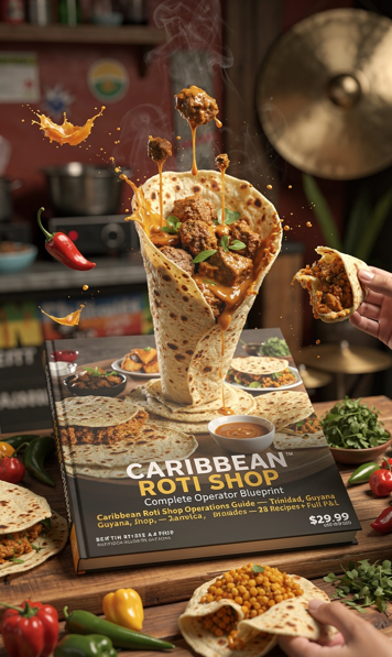 Caribbean Roti Shop Restaurant Operations Guide — 28 Recipes + Full P&L