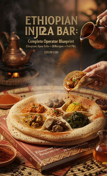 Ethiopian Injera Restaurant Operations Guide — 28 Recipes + Full P&L