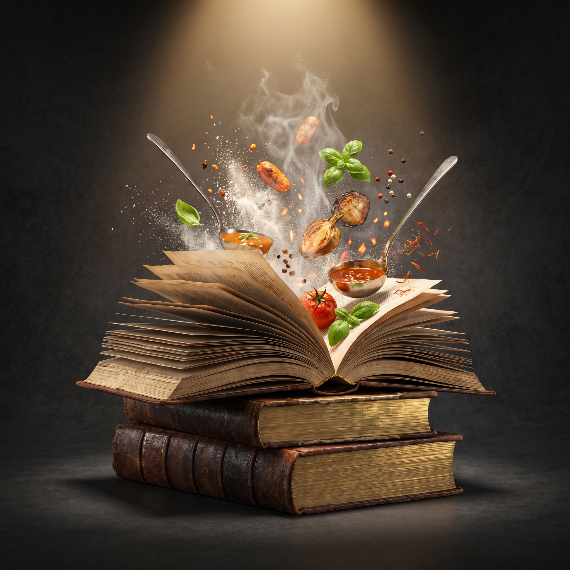 KitchenFounder Pro membership - stack of guides erupting with food